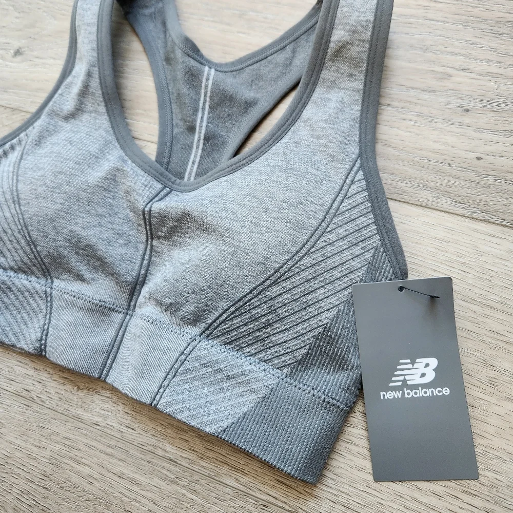 New Balance Heather Gray Racerback Sports Bra Womens Small Nwt